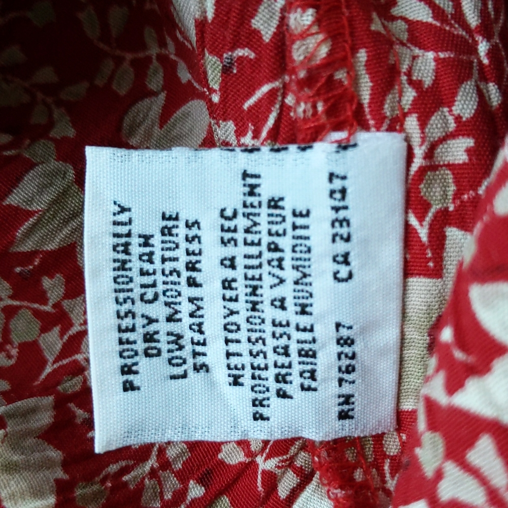 Talbots Petite Floral High Waisted High Rise Pleated Pants M Red White - Picture 10 of 16